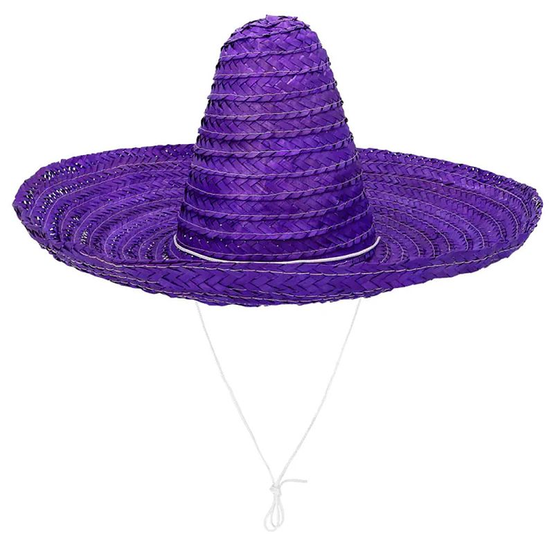 Foto van Boland party carnaval verkleed sombrero hoed fiesta - paars - volwassenen - polyester - verkleedhoofddeksels