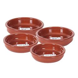 Foto van 4x terracotta tapas bakjes/schaaltjes 18 cm en 14 cm - snack en tapasschalen