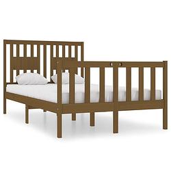 Foto van The living store bedframe - houten - 195.5 x 126 x 100 cm - honingbruin