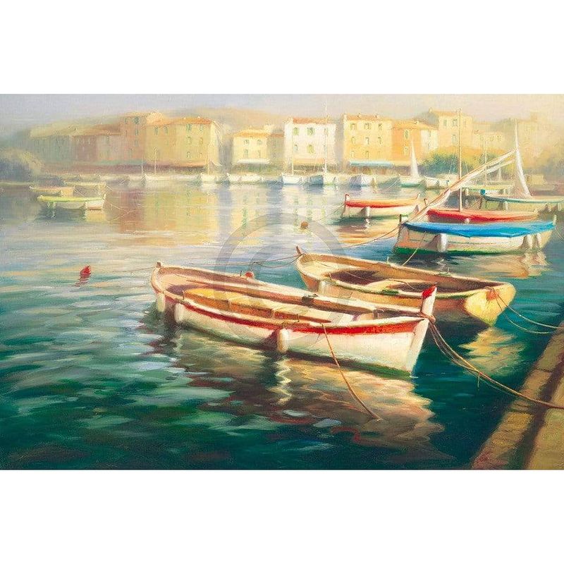 Foto van Roberto lombardi - harbor morning i kunstdruk 91x61cm