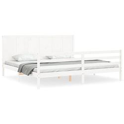 Foto van The living store bed frame - massief grenenhout - wit - 205.5 x 205.5 x 100 cm