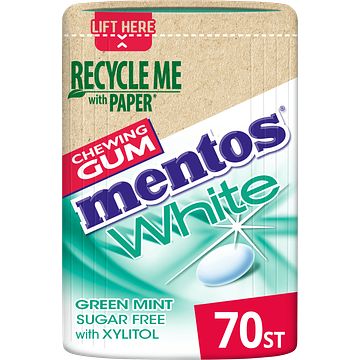 Foto van Mentos gum white green mint suikervrij 70 stuks 105g bij jumbo