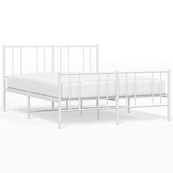 Foto van Vidaxl bedframe met hoofd- en voeteneinde metaal wit 135x190 cm