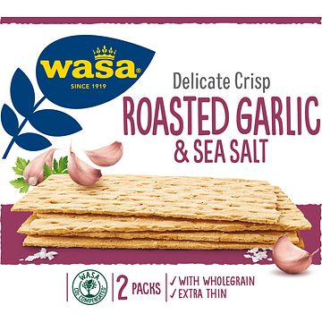 Foto van Wasa delicate crisp roasted garlic & sea salt 190g bij jumbo