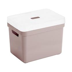 Foto van Opbergboxen/opbergmanden roze van 18 liter kunststof met transparante deksel - opbergbox