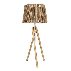 Foto van Haes deco - tafellamp - beachlife - houten lamp, ø 27x65 cm - bruin hout - bureaulamp, sfeerlamp