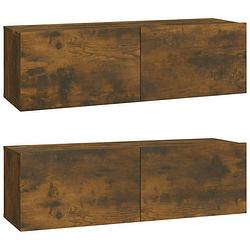 Foto van Vidaxl tv-meubelen 2 st wandgemonteerd 100x30x30 cm hout gerookt eiken