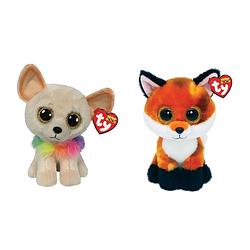 Foto van Ty - knuffel - beanie boo'ss - chewey chihuahua & fox