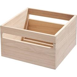 Foto van Idesign - opbergbox met handvat, 25.4 x 25.4 x 15.5 cm, paulownia hout - idesign eco wood