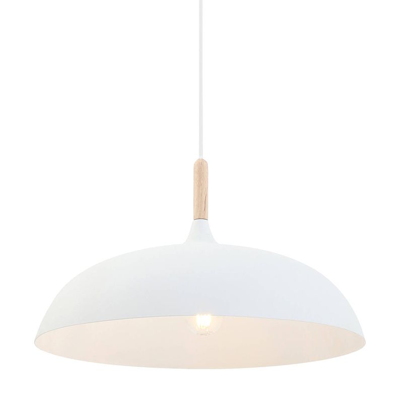 Foto van Scandinavische hanglamp - mexlite - hout - scandinavisch - e27 - l: 45cm - voor binnen - woonkamer - eetkamer - hout