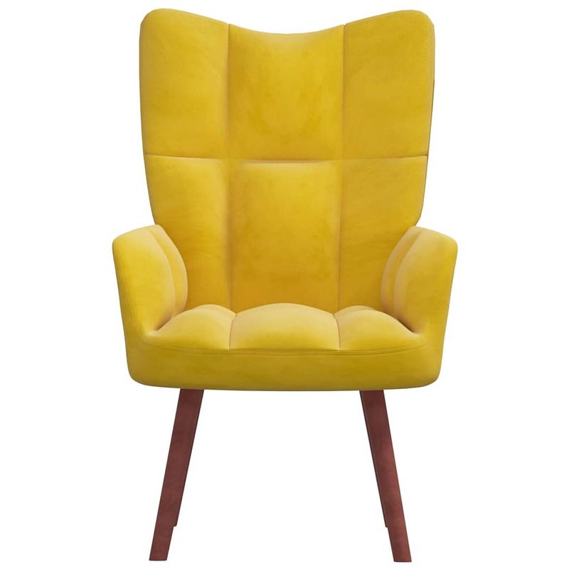 Foto van The living store relaxstoel fluweel mosterdgeel - fauteuil