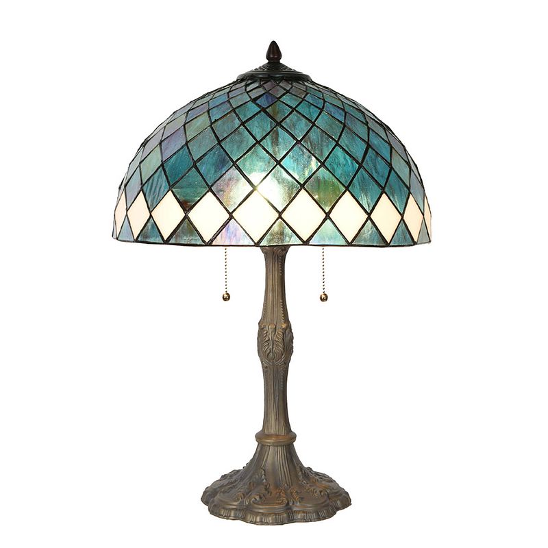 Foto van Lumilamp tiffany tafellamp ø 40x61 cm blauw glas tiffany bureaulamp blauw tiffany bureaulamp