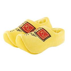 Foto van Klompen slofjes/pantoffeltjes geel pluche voor kleuters 25/30 - sloffen - kinderen