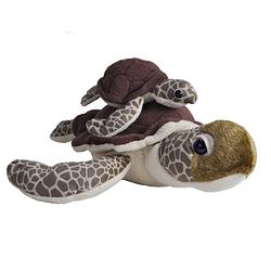 Foto van Wild republic knuffel schildpad mama & baby ecokins junior 30 cm pluche bruin