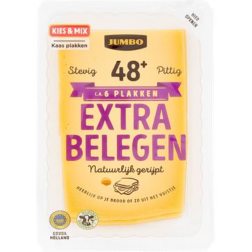 Foto van 2 voor € 5,50 | jumbo extra belegen kaas 48+ plakken 190g aanbieding bij jumbo