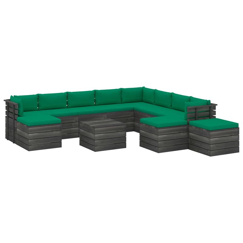 Foto van Vidaxl 12-delige loungeset met kussens pallet massief grenenhout