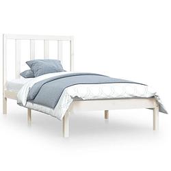 Foto van Vidaxl bedframe massief grenenhout wit 90x190 cm 3ft single