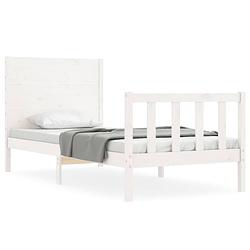 Foto van The living store bed the living store - grenenhouten bedframe - 205.5x95.5x100 cm - wit