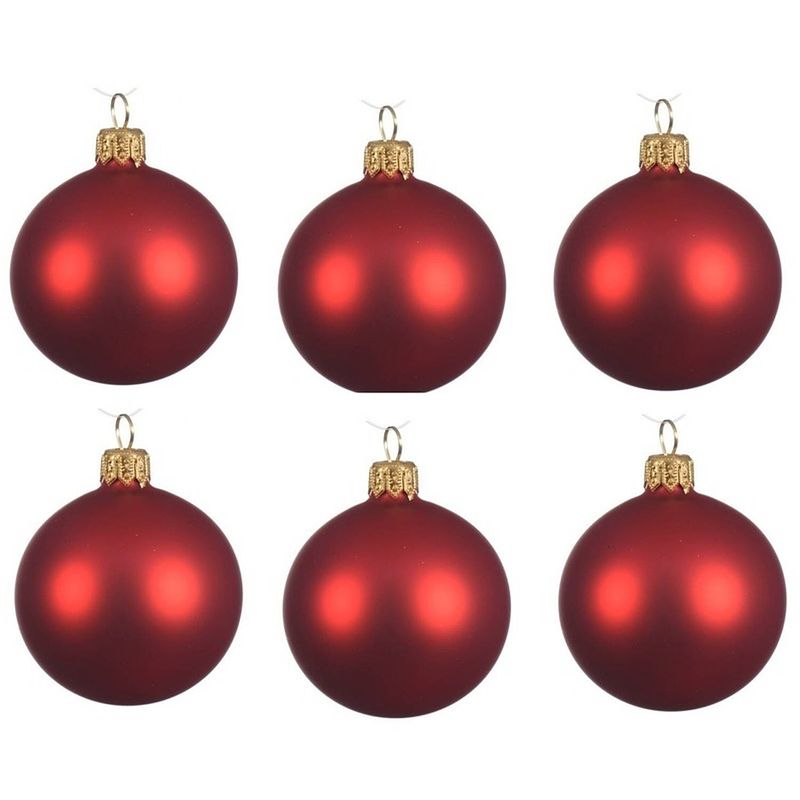Foto van 6x glazen kerstballen mat kerst rood 6 cm kerstboom versiering/decoratie - kerstbal
