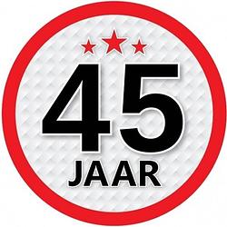 Foto van 10x 45 jaar leeftijd stickers rond 15 cm verjaardag versiering - feeststickers