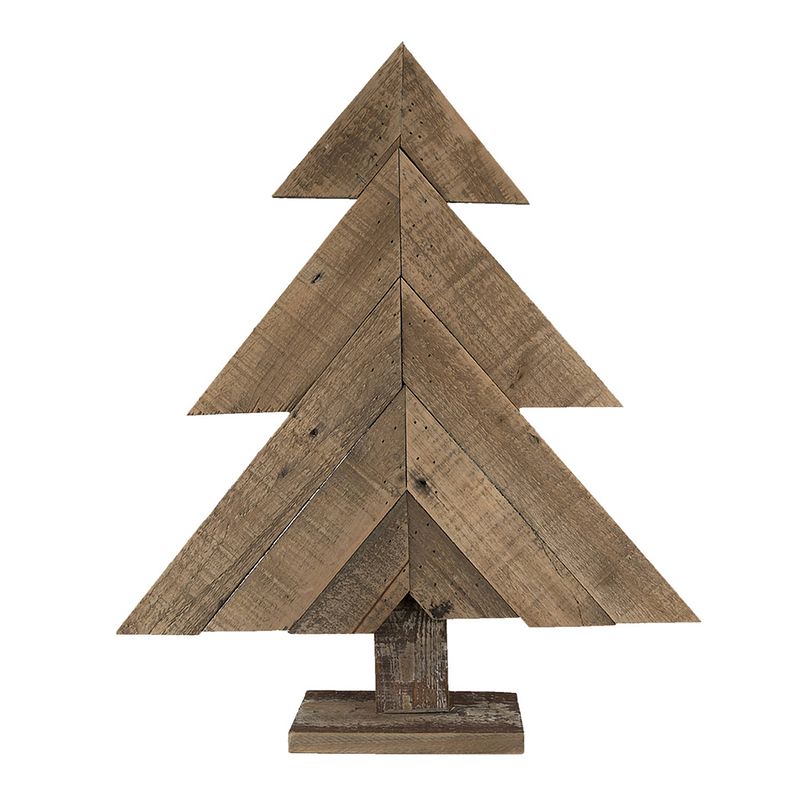 Foto van Haes deco - decoratieve kerstboom 48x10x56 cm - bruin - kerstversiering, kerstdecoratie