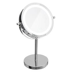 Foto van Make-up spiegel/scheerspiegel met led verlichting op voet 18 cm - make-up spiegeltjes