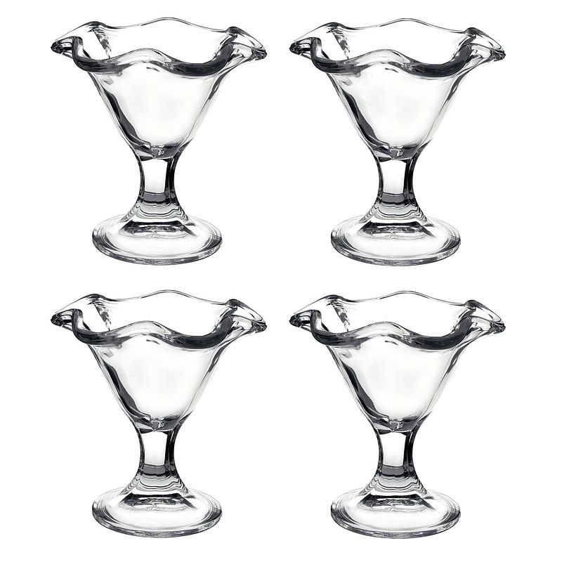 Foto van Set van 4x stuks ijs/sorbet coupes op voet van glas 240 ml - ijscoupe glazen/schaaltjes