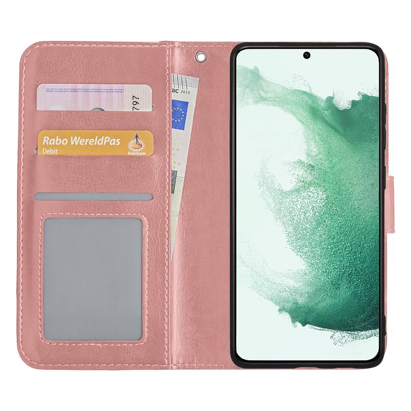 Foto van Basey samsung galaxy s22 ultra hoesje book case kunstleer cover hoes - rose goud