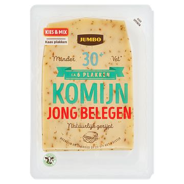 Foto van 2 voor € 4,50 | umbo jong belegen komijn kaas 30+ plakken 190g aanbieding bij jumbo