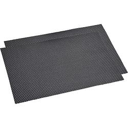 Foto van 2x rechthoekige onderleggers/placemats voor borden zwart geweven print 29 x 43 cm - placemats