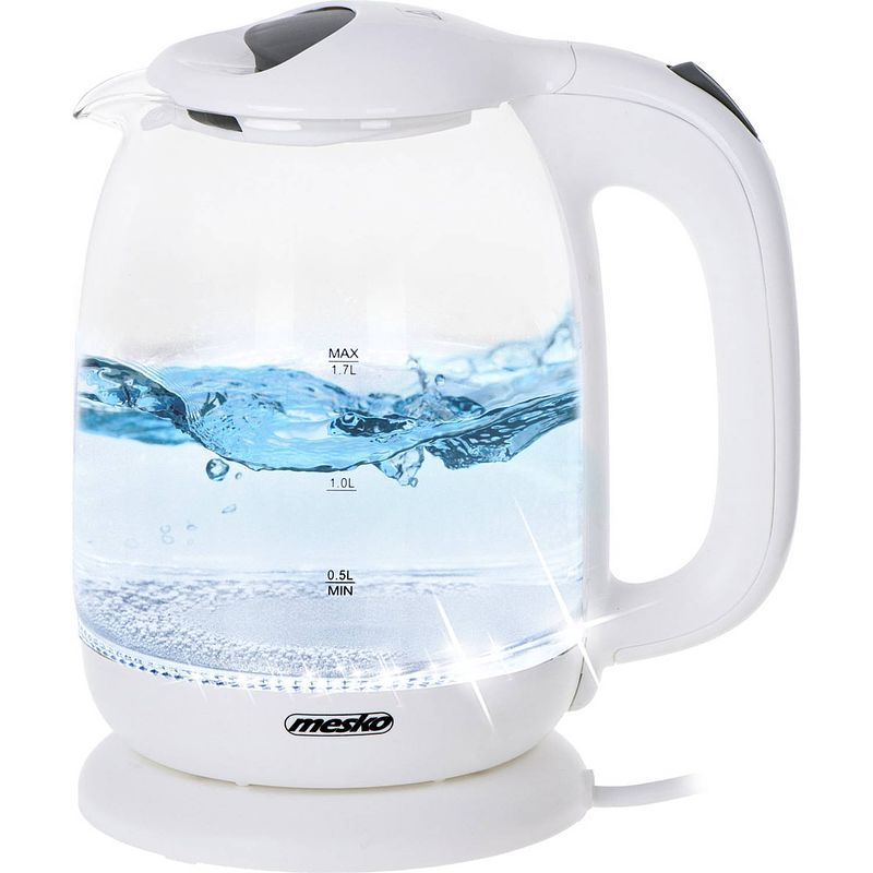 Foto van Mesko 1302w - waterkoker - glas - wit - 1.7 liter - 2200 watt