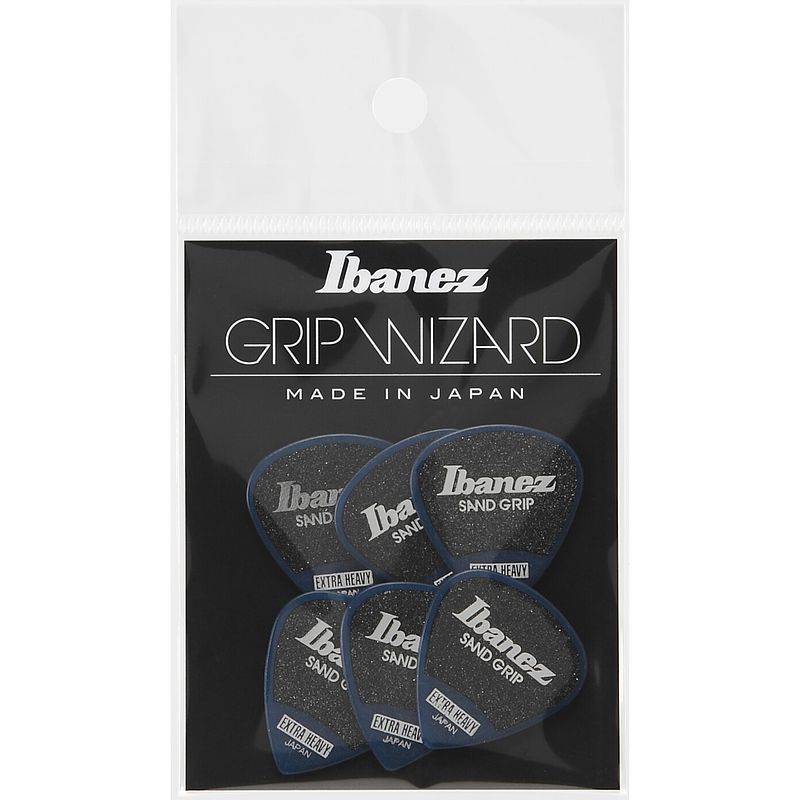 Foto van Ibanez ppa16xsgdb grip wizard sand grip plectrumset 6-pack extra heavy donkerblauw