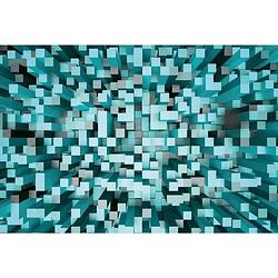 Foto van Wizard+genius 3d squares blue vlies fotobehang 384x260cm 8-banen