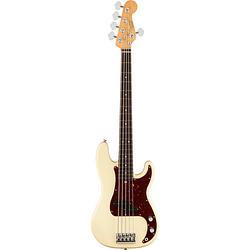 Foto van Fender american professional ii precision bass v rw olympic white 5-snarige elektrische basgitaar met koffer