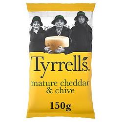 Foto van Tyrrells chips mature cheddar & chive 8 x 150g bij jumbo