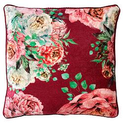 Foto van Dutch decor minou - kussenhoes velvet red plum 45x45 cm - roze - rood