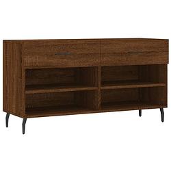 Foto van The living store schoenenbank - bewerkt hout en ijzer - 102 x 35 x 55 cm - trendy en praktisch