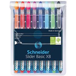 Foto van Schneider balpen slider basic xb, etui van 8 stuks in geassorteerde kleuren