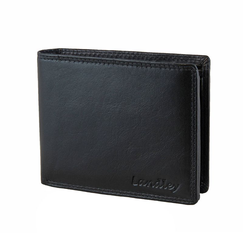 Foto van Landley 'sclassic's leren heren portemonnee - billfold model - met anti-skim rfid bescherming - zwart