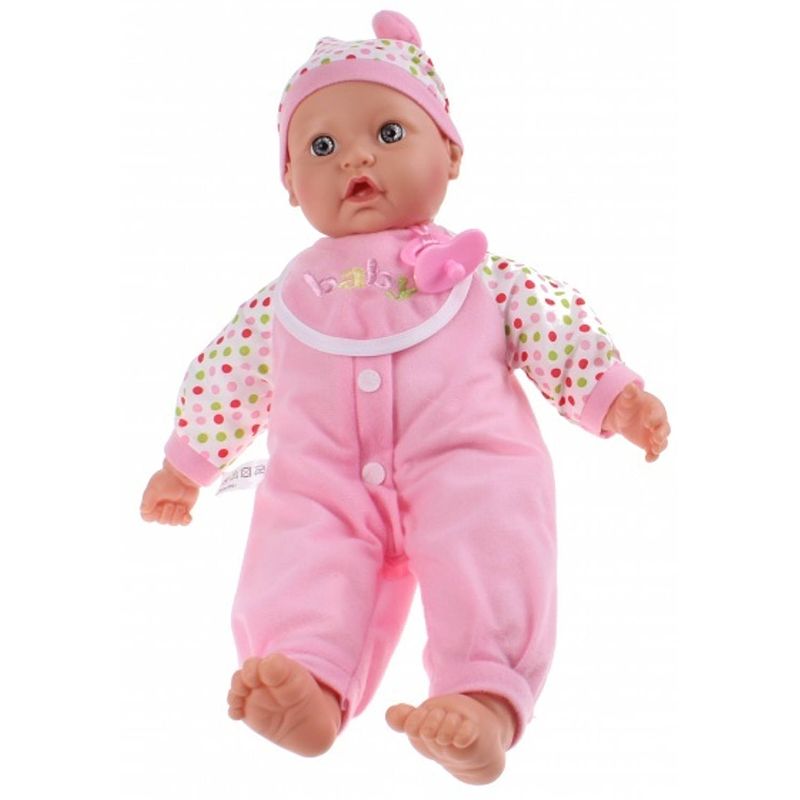 Foto van Toi-toys babypop baby cute 40 cm 3-delig stipjes roze