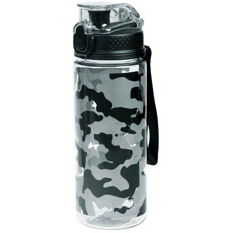 Foto van Sport bidon drinkfles/waterfles camouflage print grijs 600 ml - drinkflessen