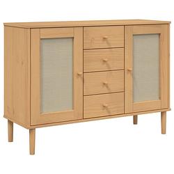 Foto van Vidaxl dressoir senja rattan-look 112x40x80 cm grenenhout bruin