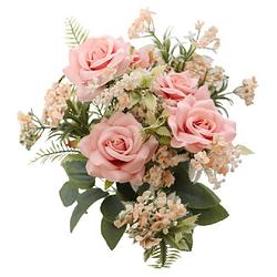 Foto van Chaks bruidsboeket rozen - kunstbloemen - licht roze - h41 cm - kunstbloemen