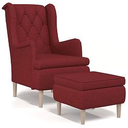 Foto van Vidaxl fauteuil met voetenbank stof wijnrood