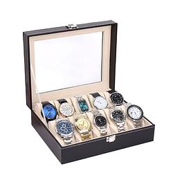 Foto van Aretica horlogebox luxe met 10 horloge compartimenten zwart