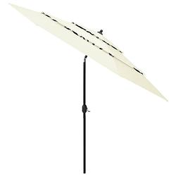 Foto van The living store parasol 3-lagen - 300x243cm - uv-beschermend - aluminium paal - inklapbaar - zand