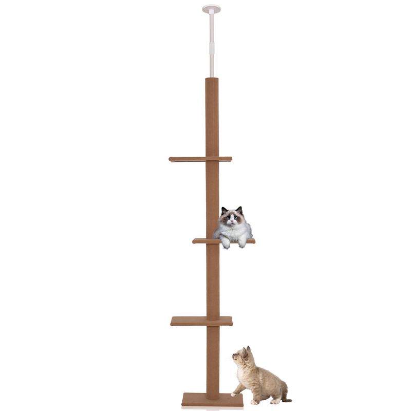 Foto van Krabpaal in hoogte verstelbaar - kattenkrabpaal - krabpaal voor katten - kattenspeeltjes - katten - bruin - 43l x...