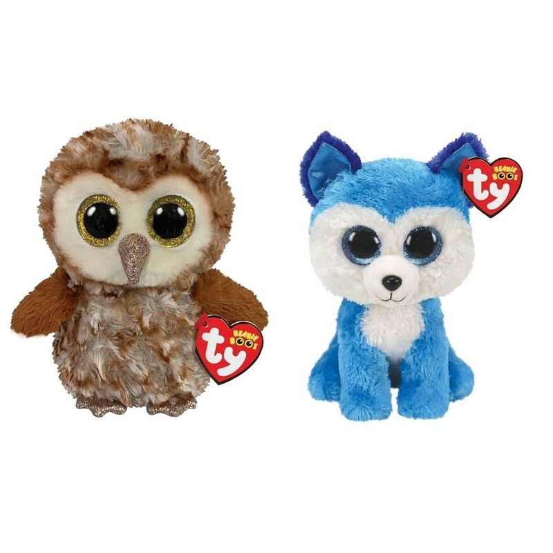 Foto van Ty - knuffel - beanie boo's - percy owl & prince husky