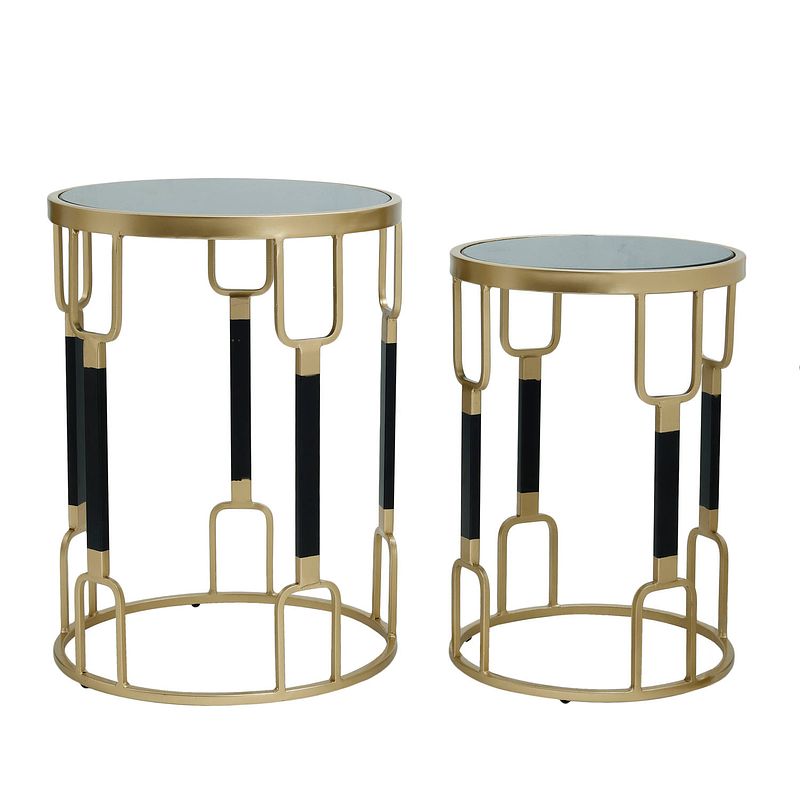 Foto van Ptmd ceff gold iron side table black open frame sv2