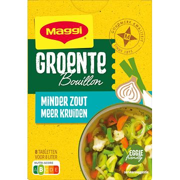 Foto van Maggi minder zout bouillon groente bouillon blokjes pakje 8 ltr. 72g bij jumbo